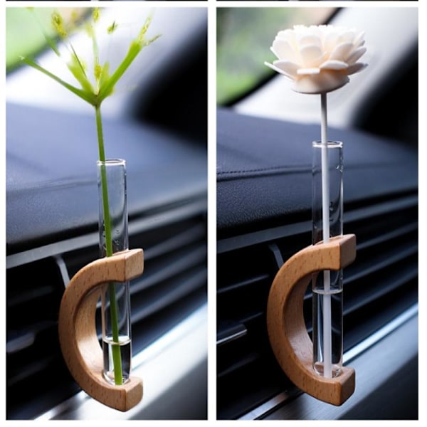 Bil Blomstervase Klips Til Luftventil Mini Reagensglas Bil Blomst B