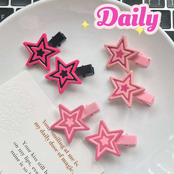 Y2K Star -hiusneula Shiny Star -hiusklipsit New Fashion Side Bang Du A1