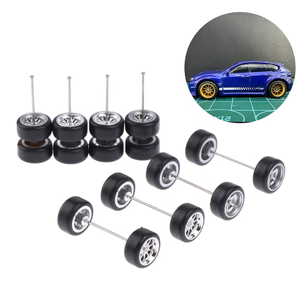 1 Set 1/64 modellbilhjul med gummidäck Modifierade delar Ve B11 fork Red