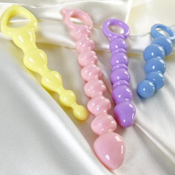 Anal Butt Plug Dildo Träningskit Set Pärlor Prostatamassager T Yellow
