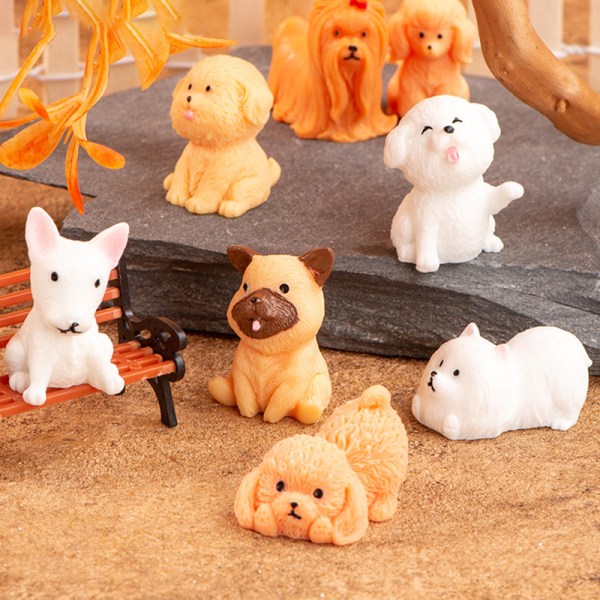 Micro Mini Dog Miniatures Figuriner Harts Dog Ornament Doll Gif