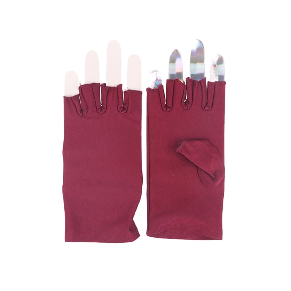 1 Par Anti UV Handsker UV Shield Handske Fingerløs Manicure Nail Wine red