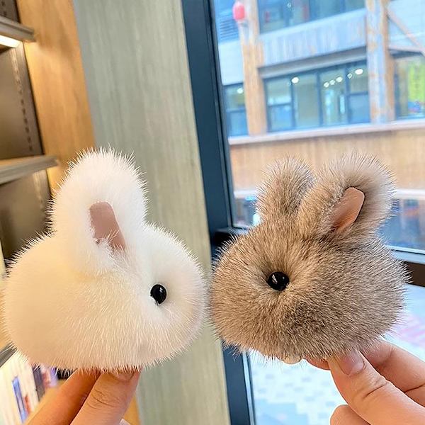 Jäljittele Bunny Fur Hairball Mini Laukut Riipus riipus avaimenperä A3