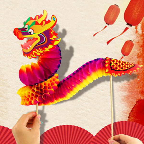 DIY Paper Dragon nytår DIY tredimensionel trækblomst A2
