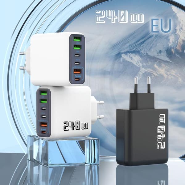 1 st 6-portars USB C PD-laddare 240W Quick Charge 3.0 Typ C USB A3