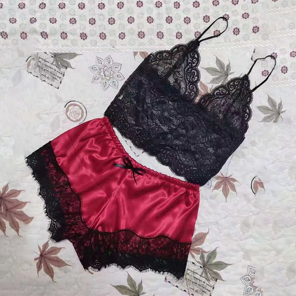 Sexy Lace Pyjama Nightie Kotivaatteet Topit ja shortsit Naisten Red L