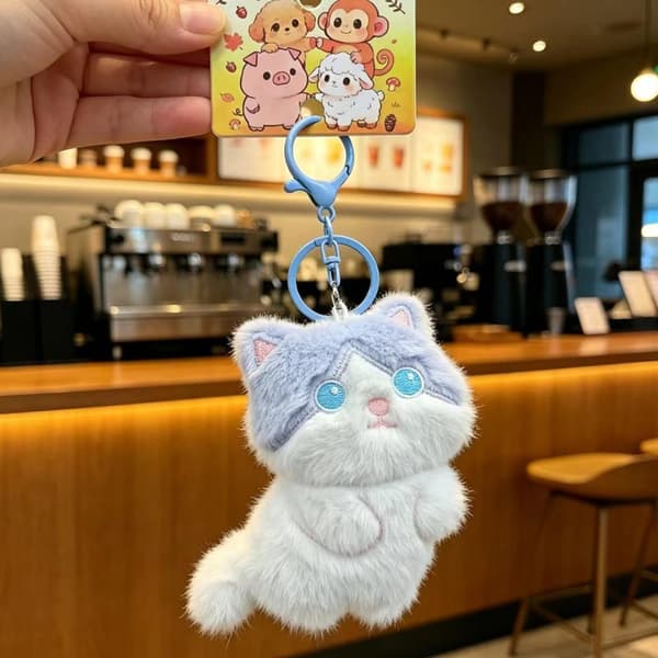 e Calico Cat Plysch Nyckelring A5