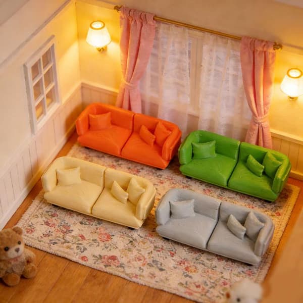 Miniature Sofamodel 1:12 Dukkehus Stue Sofa Møbler Gray single sofa