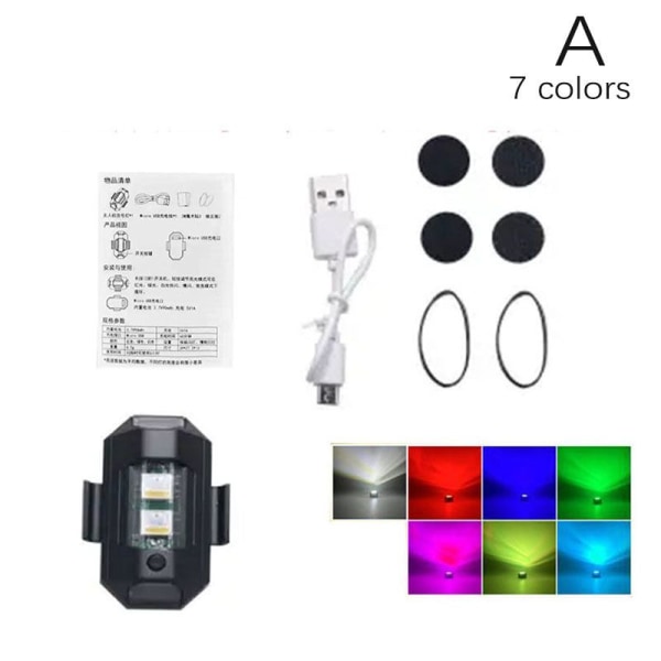 4/7 farver Drone Strobe Light USB LED Anti-Collision Bike Tail 7 Color