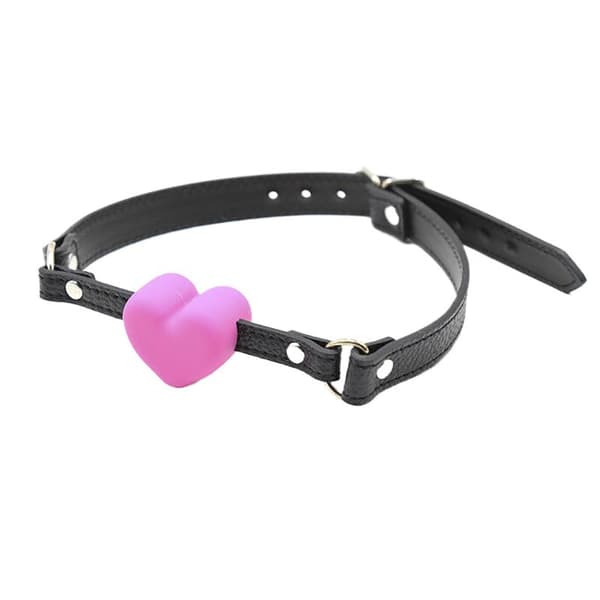 Silikon Hjerteformet Munnkuleknebel Bondage Restriksjoner Justerbar Red B