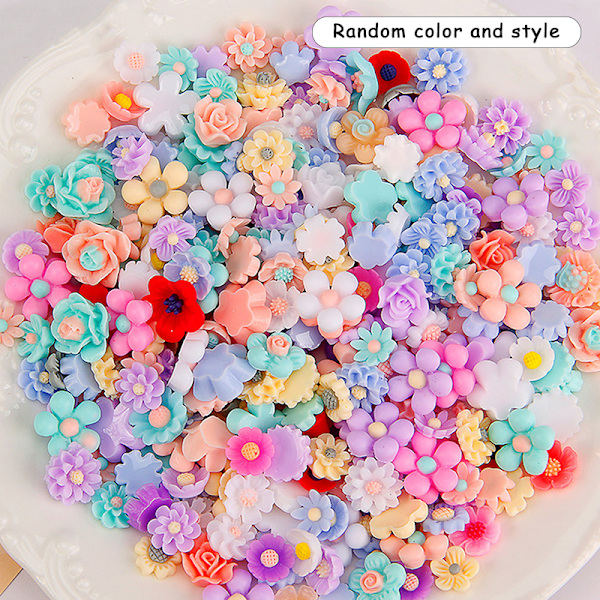 50 stk 3D Mini Flower Flatback Resin tilbehør DIY Craft Phone 11