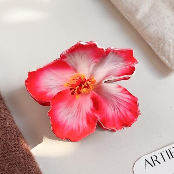 Sommarsemesterstil Hibiskusblomma Hårklämma Akrylklämma A