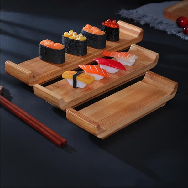 Sushi-bräda i bambu, rektangulär tallrik, serveringsfat för sashimi L