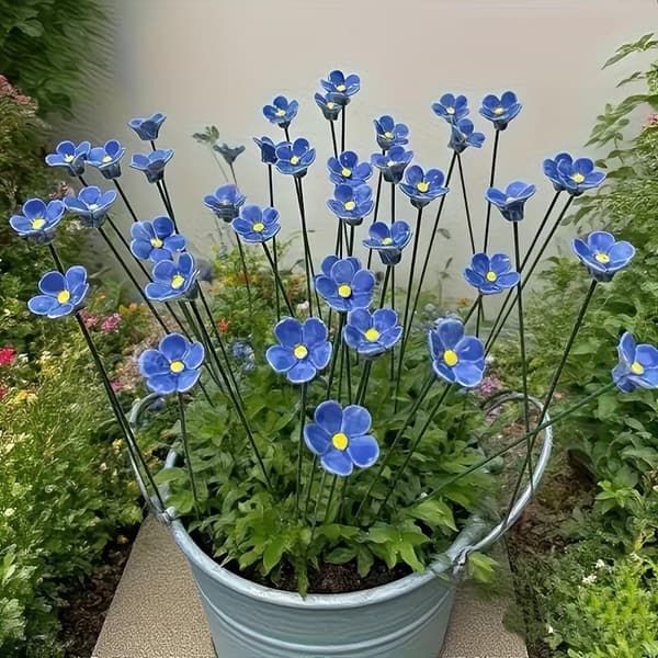 6/8/10 st handgjorda keramiska \"Glöm aldrig\" eviga keramiska blommor B8