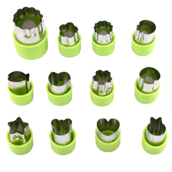 12 st Rostfritt stål Kakor Frukt ter Form Grönsak Green
