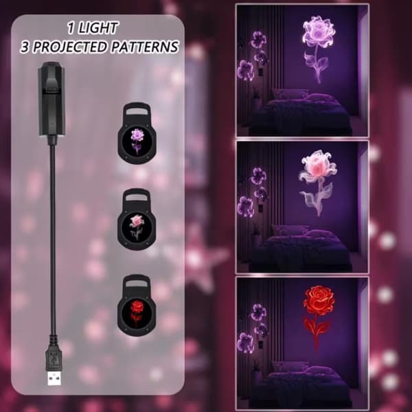 Drømmende blomstermønster USB-projektionslys med tre mønstre