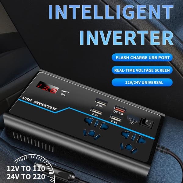 1 st G9 Voltmeter Inverter Bilströmsomvandlare 200W DC12V/24V T Chinese G9