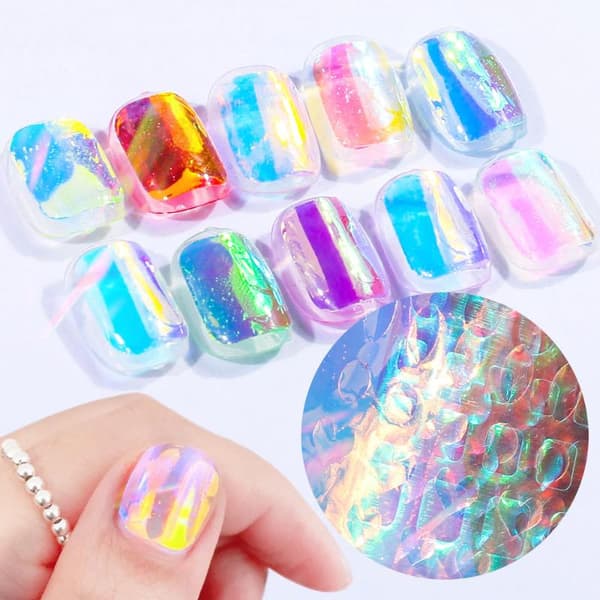 6/11 ark Aurora Glass Nail Foil Sticker Ice Cube Broken Glass A