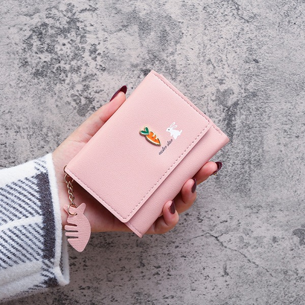 Naisten lompakko PU-nahkainen lompakkokorttikotelo, taitettava kannettava Pink