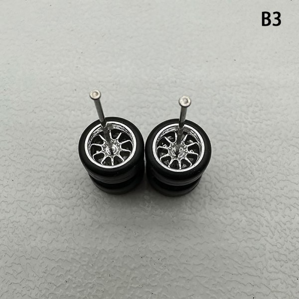 1 Set 1/64 modellbilhjul med gummidäck Modifierade delar Ve B3 10Claws plating