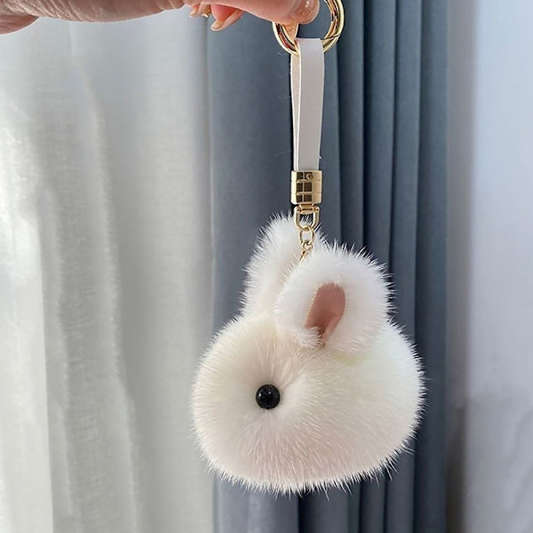 Jäljittele Bunny Fur Hairball Mini Laukut Riipus riipus avaimenperä A3