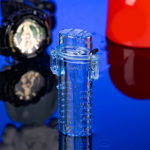 Multifunktionellt transparent vattentätt case Vattentätt tändare Blue