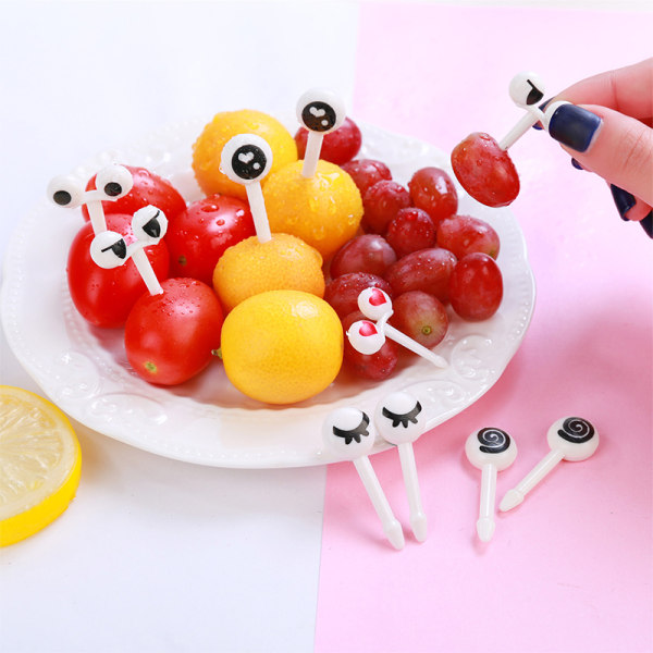 10 Stk/Sett Grillspyd e Eyes Lunsj Bento Box Fruktplukker Gaffel Stic 10pcs