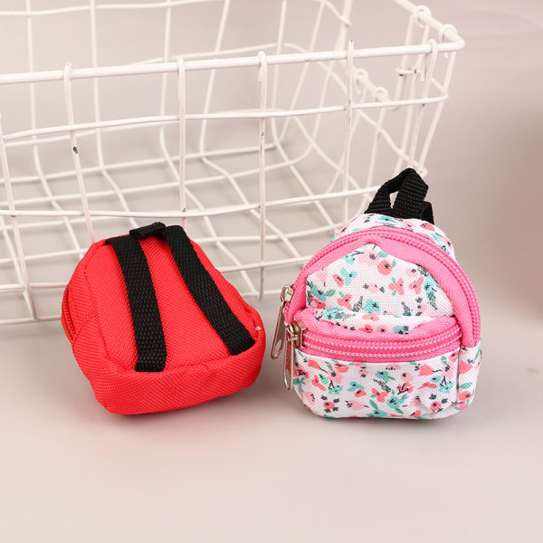 Mini rygsæk nøglering e lynlås skoletaske nøglering til mønt Purs D