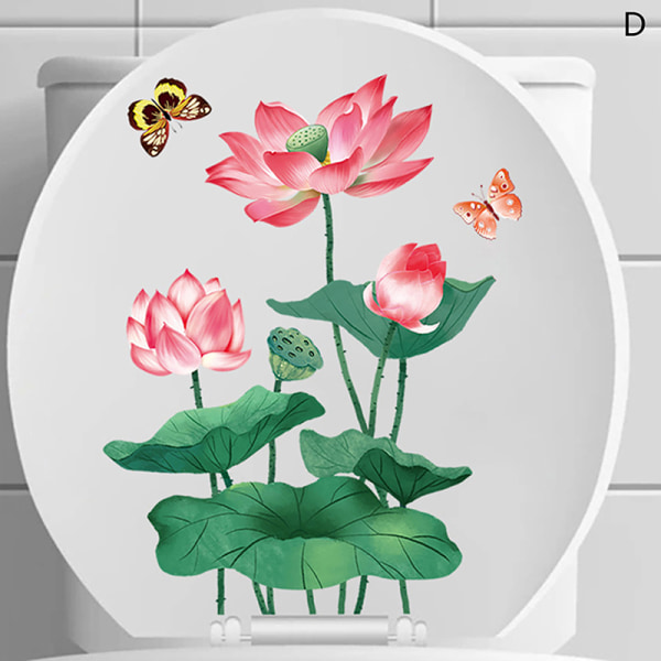 WC Stickers Toalett Floral Wall Sticker For Bad Toalett Lokk C