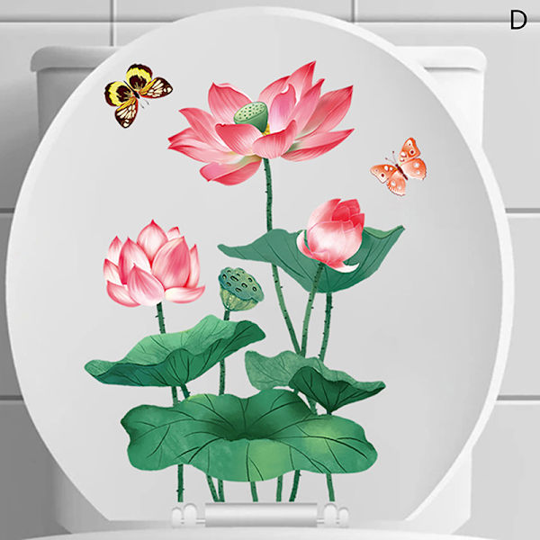 WC Stickers Toalett Floral Wall Sticker For Bad Toalett Lokk H