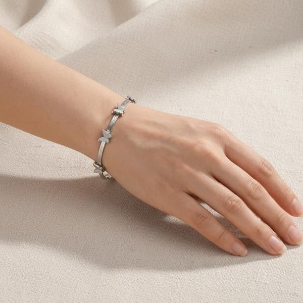 Rustfrit stål 5-dele sommerfugl dyre charm armbånd til kvinder White