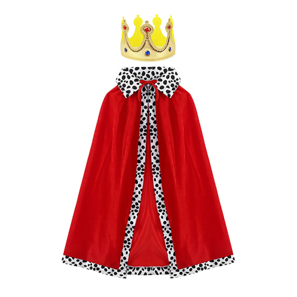 Kids King Emperor Halloween Costume Rød kappe King Prince Robe A1