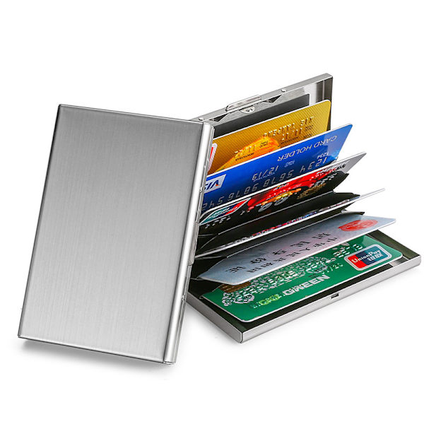 Kreditkortshållare i rostfritt stål Män Anti Protect Kvinnor Rfid 10 slots Silver