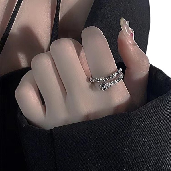 Gothic Open Snake Ring Justerbare Dyringer For Menn Kvinner Fa