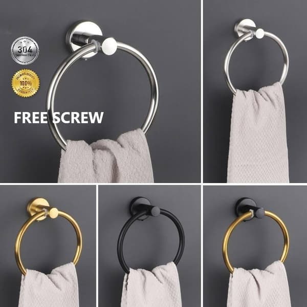 Baderomshåndkleholder Rustfritt Stål 304 Håndklestativ Ring Håndkle Gold
