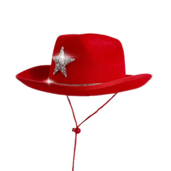 Barnens Westernhatt Festlig Rhinestone Cowboyhatt Barnens Cowb Red