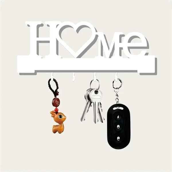 \"Home Love\" Formet Nøgleholder Med Kroge - Vægmontering Uden Boring Black