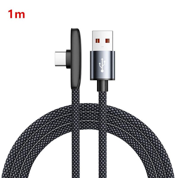 100W USB til Type C Hurtigopladning 90° Albue Datakabel PD USB C A