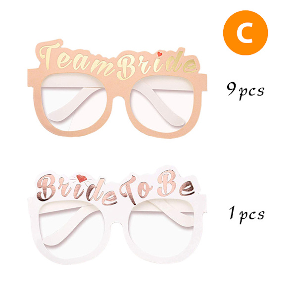 Bachelorette Party Pappersglasögon Rose Gold Team Brud Vit Bri C