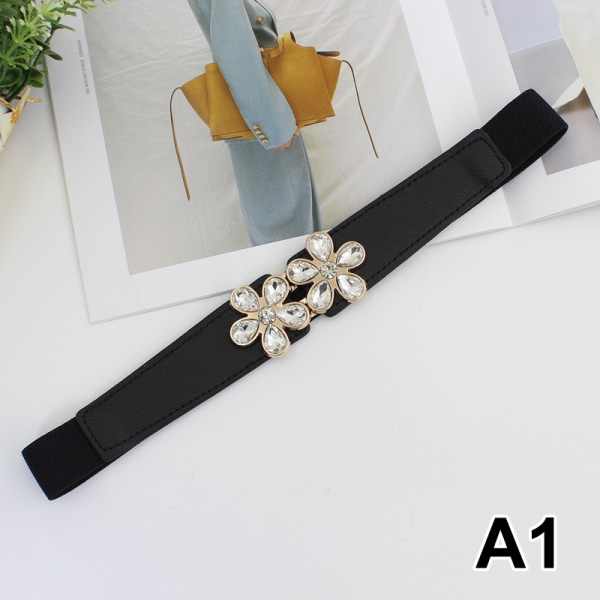 Dammode Elastisk Stretch midjeband Kristallbälte Cinch Wai A1