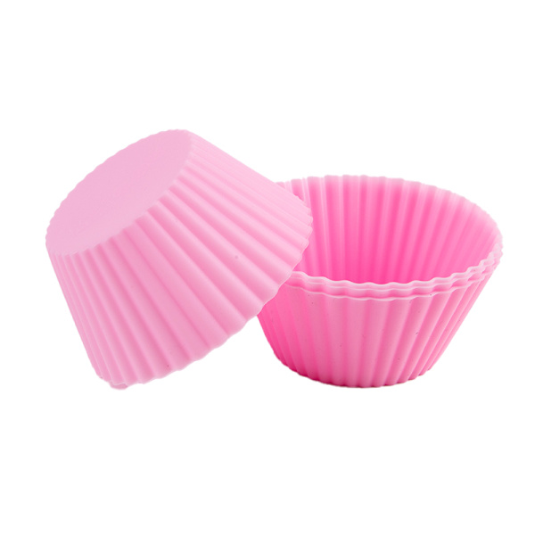 4stk Silikonkakebeger Bakekoppform Muffins Rund kakec Pink