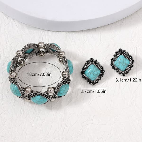 Ny mode Boho turkis ørestikker armbånd til kvinder Ear Studs