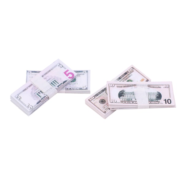 100 kpl / set 1:12 nukkekoti 5/10/20/50/100 dollarin valuutta bankno 100 USD,100pcs