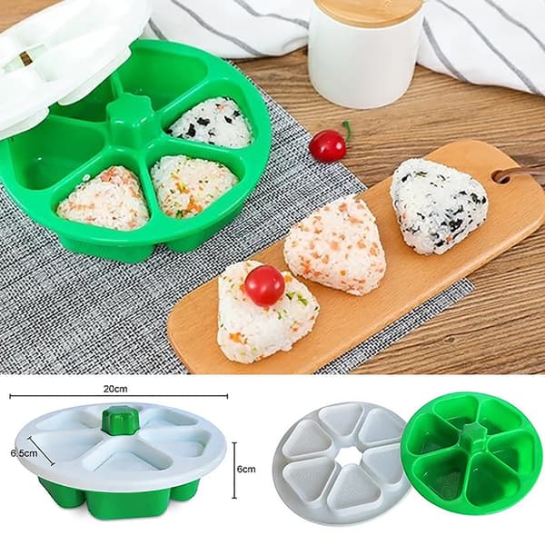 6-gitter Risboldmaskine-presset Non-stick Trekantet Sushi Ris B Green