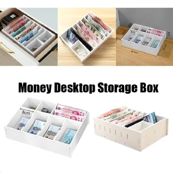 6/8 Grid Pengeskuff Innsats Organizer for Sedler Kontanter C