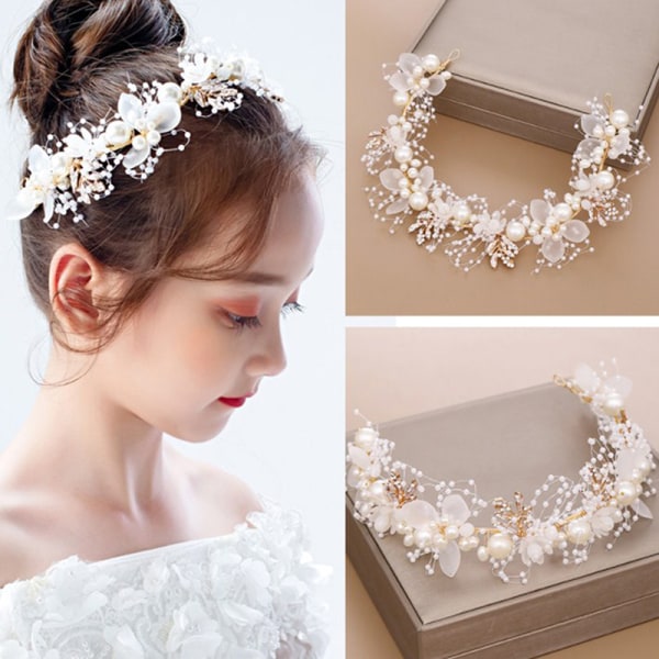 Pearl Flower Pannband Bröllopshuvudbonad Wedding Crown Fashion A4