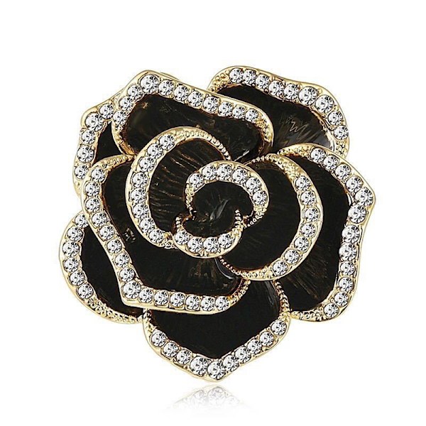 1 Stk Rhinestone Camellia Flower Brocher til Kvinder Emalje Pin