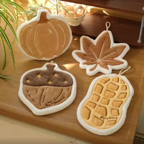 e Hasselnötter Pumpa Mjuk Handduk Superabsorberande Hängande Handduk maple leaf