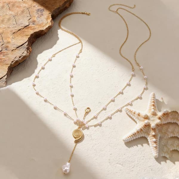 Boho Pärlmidjekedja Guld Lager Magkedja Strand Kroppskedja A1