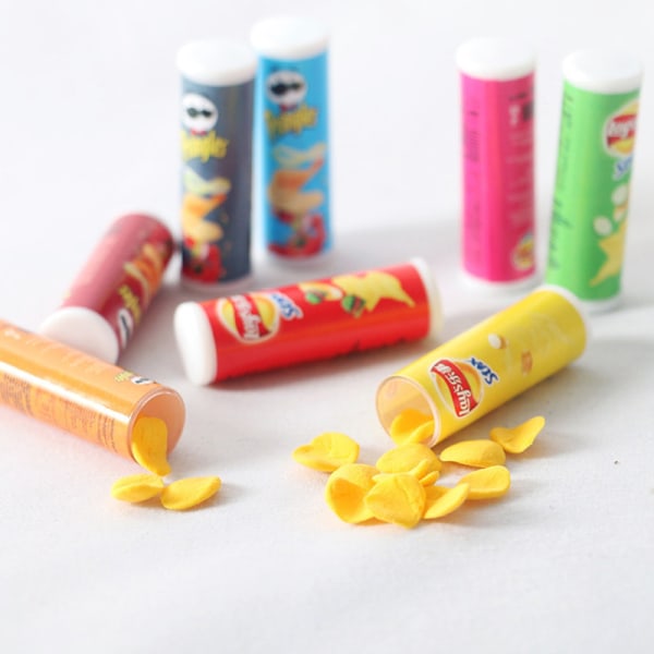 4 stk/sæt 1:12 Dukkehus miniture Simulering kartoffelchips flaske A2